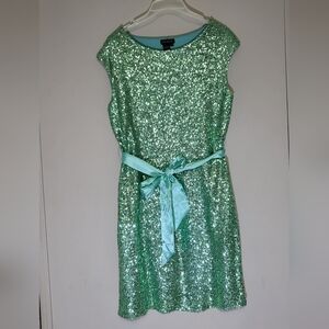 Green Sequin Dress with Bow